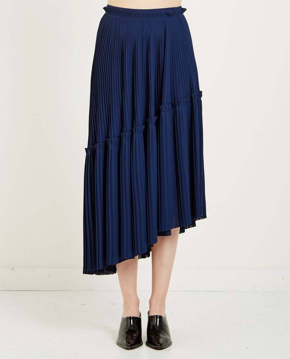 Kenzo Paris Asymmetric Pleated Skirt Navy Blue Size 42/10